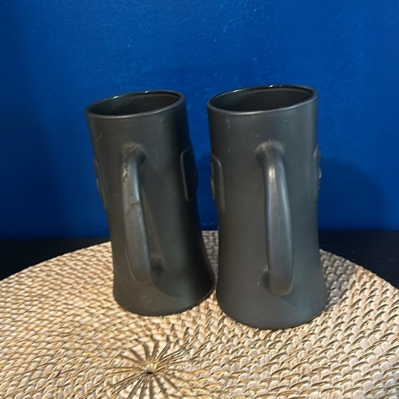 Vintage 1970’s Matte Black Playboy Beer Mugs 6.5” Tall 3” Top Diameter - Picture 4 of 6